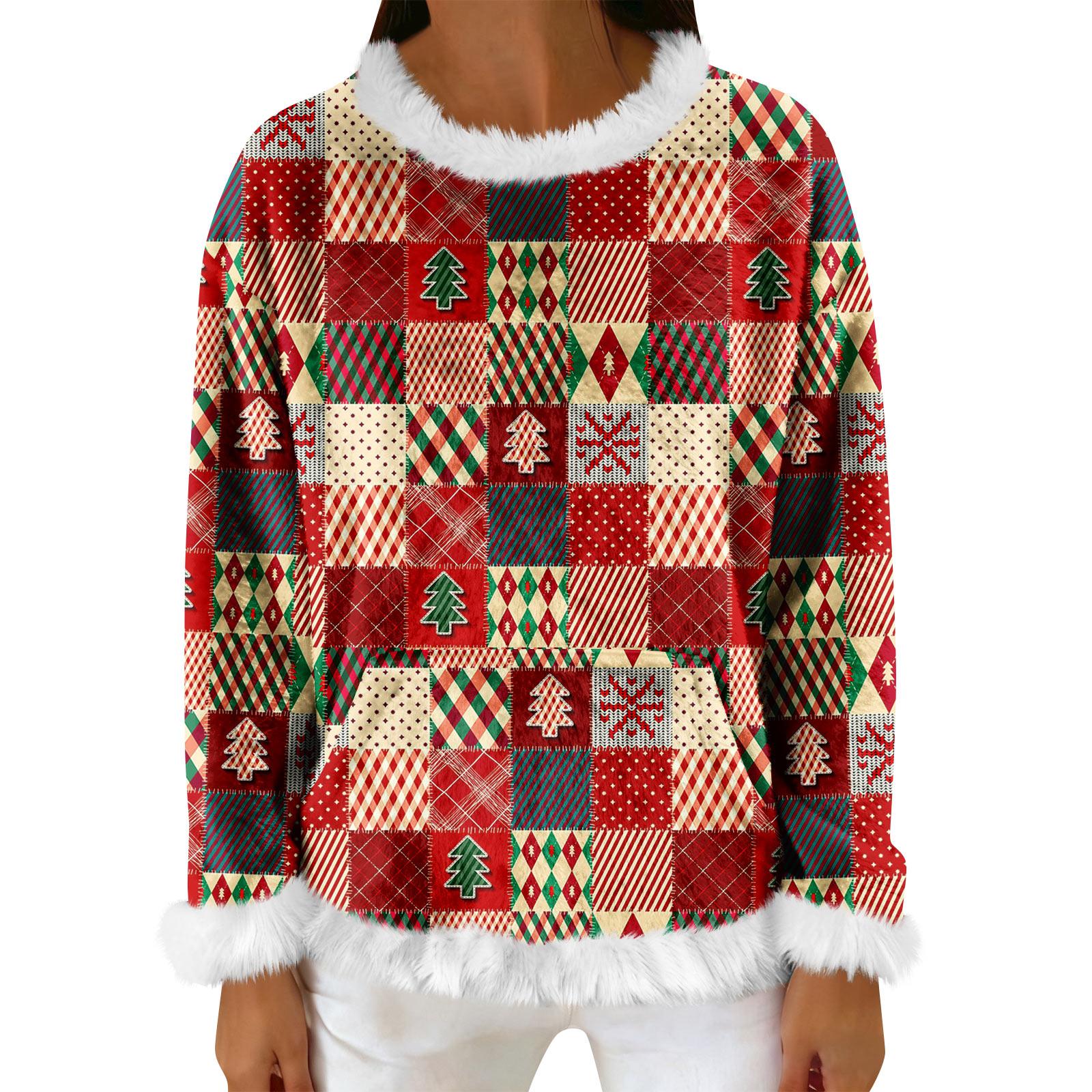 

Женский повседневный флисовый свитшот с длинными рукавами и круглым вырезом, удобный, свободного кроя, легкий, фланелевый свитшот для женщин XL арбуз красный