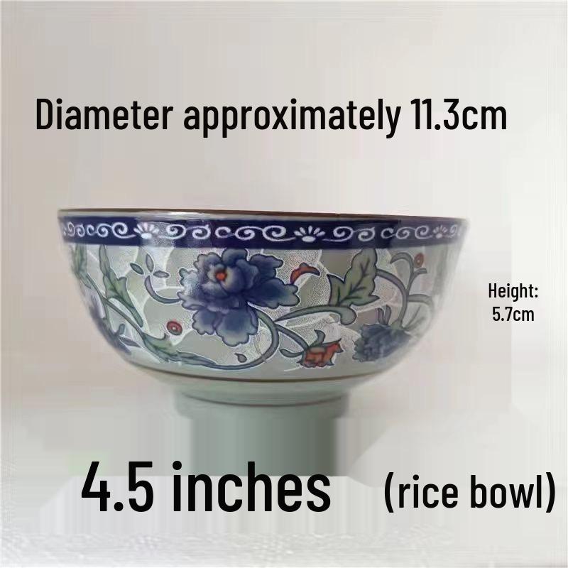 

Porcelain Blue & White High-Temp Resistant Anti-Scalding Ceramic Bowl for Rice or Noodles - Inch-Thickened for Home & Commercial Use.