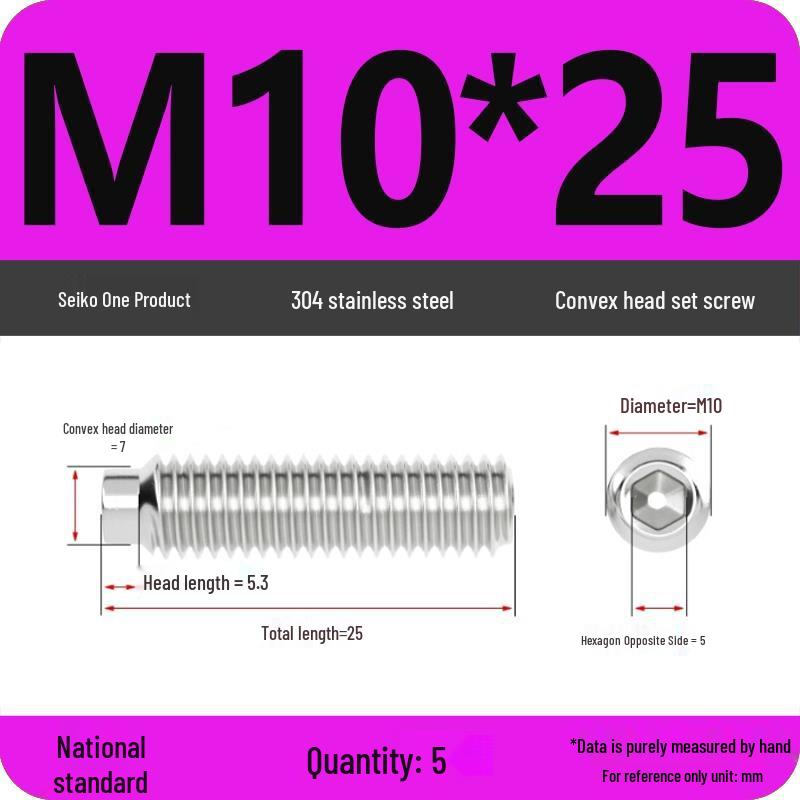 304 Stainless Steel Cup Point Grub Screw - Sizes M3 To M10