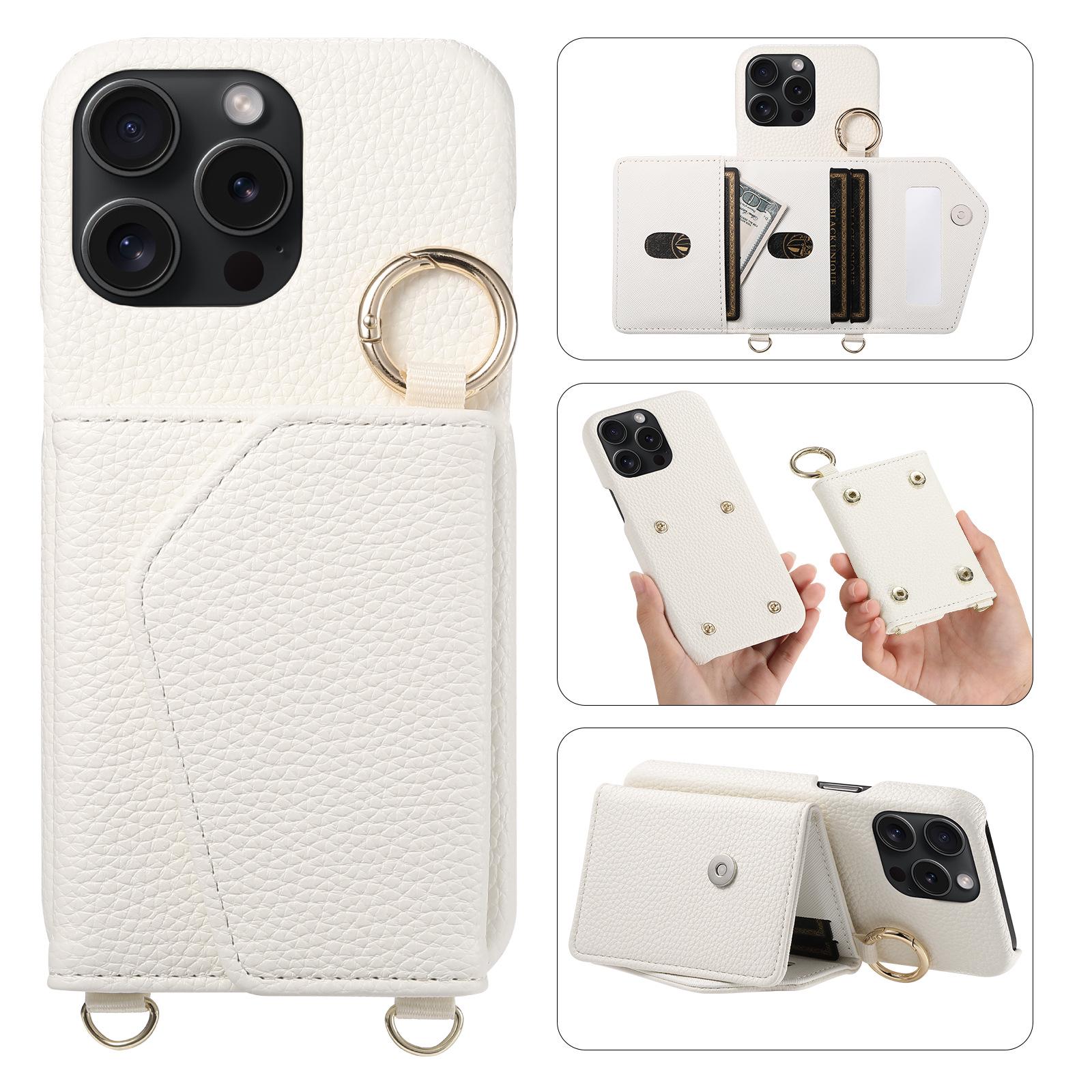 

Кожаный чехол через плечо с узором личи для iPhone 15 Pro Max и Xperia 1 VI iPhone 16E