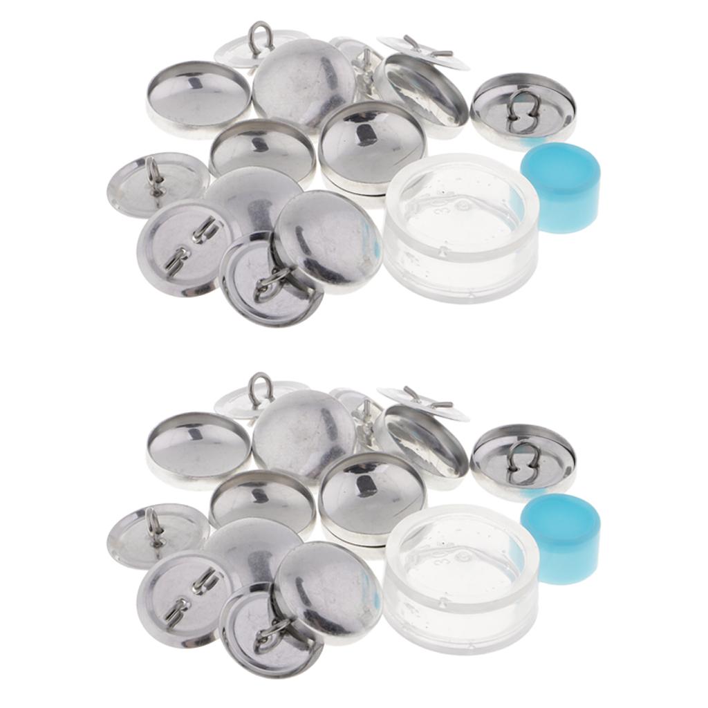 20 Pcs DIY Buttons With Loop Blank Back Cover