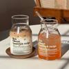 650ml Heat Resistant Glass Tumbler Cup With Alphabet Pearl Design Coffee Milk Juice Smoothie Daily Use