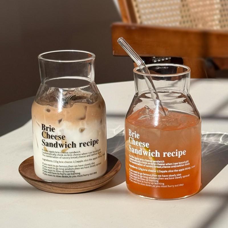 650ml Heat Resistant Glass Tumbler Cup With Alphabet Pearl Design Coffee Milk Juice Smoothie Daily Use