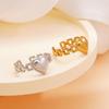 Simple High-Grade Pleated Heart & Leaf Stainless Steel Open Ring