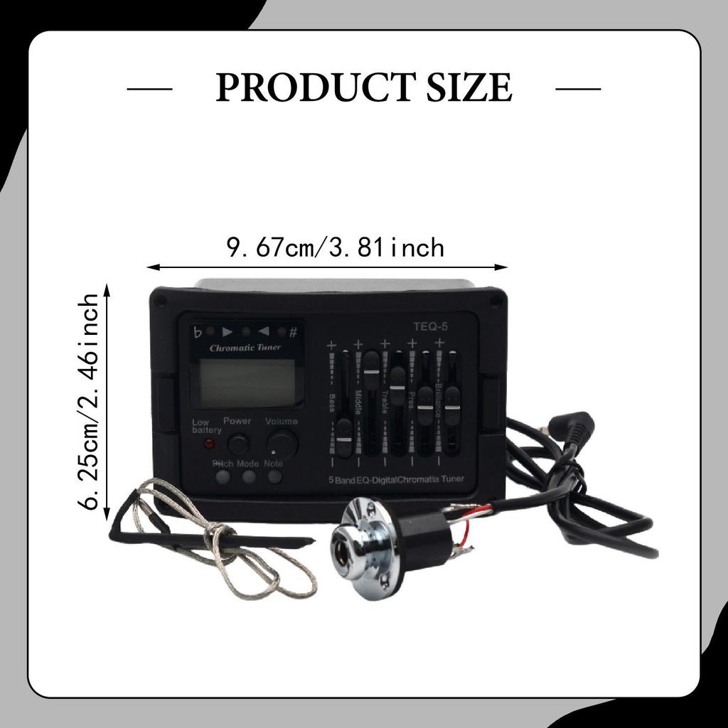 5 Band Acoustic Guitar Preamp Chromatia Blend Tuner Piezo Pickup,Volume Control for