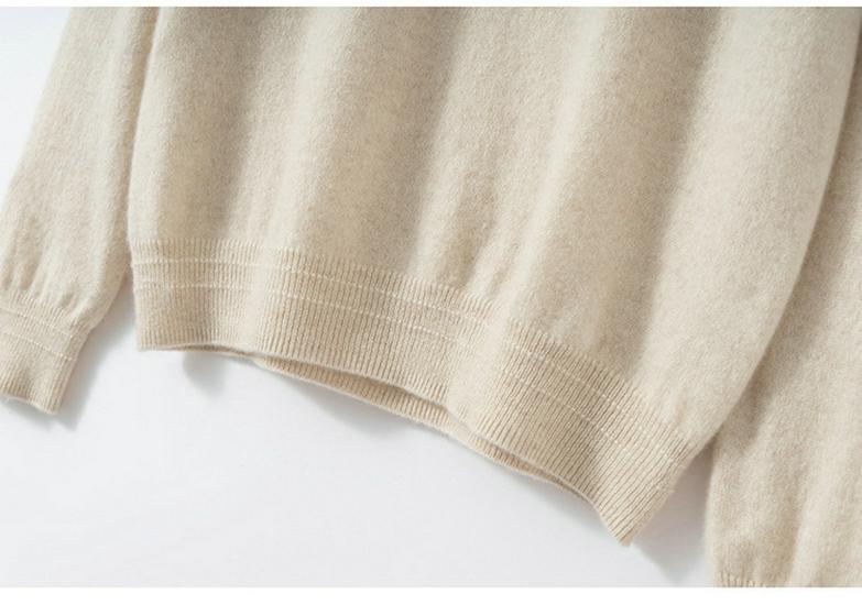 Women's 100% Cashmere Half-High Collar Slimming Knit Pullover Sweater
