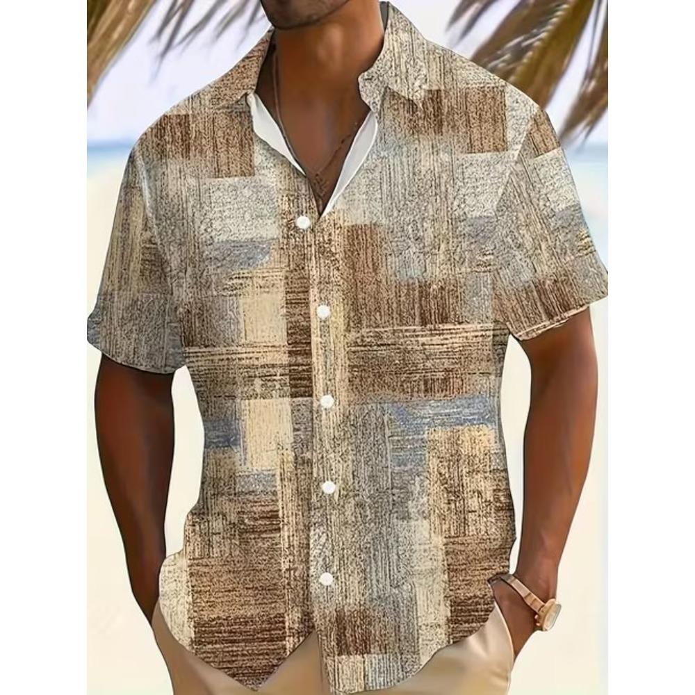 Herren Hemd Geometrisches Muster 3D Druck Hemd Mit Knöpfen Freizeithemd Sommerhemd Kurzarm Tägliche Urlaubsbekleidung
