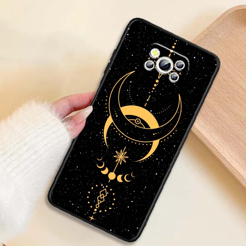 Cosmic Starry Sky Pattern Phone Case For Xiaomi Mi Poco F3 F4 F5 F6 X3 X4 X5 X6 X7 M3 M4 M5 M6 M7 GT Pro 5G Black