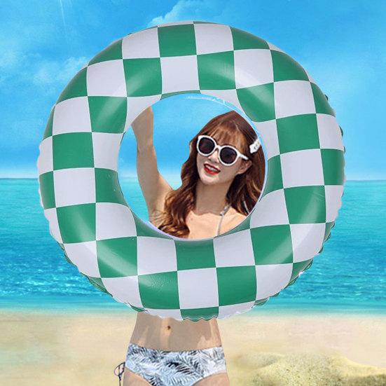 Kids Swimming Ring Thickened Inflatable Safe Swim Trainer PVC Chess Grid Kids Swimming Circle Outdoor Supplies