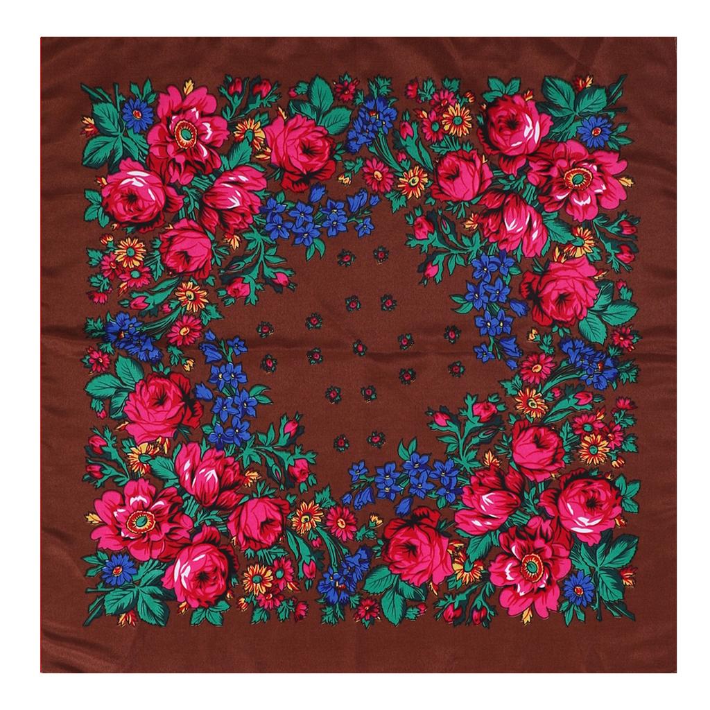 Luxury Hijab Hair Bands Square Cotton Scarf For Women Neckerchief Female Rose Pattern Shawl Headband Fashion Wraps Bandana