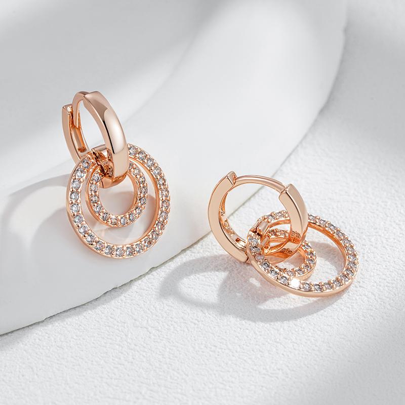 Kienl  Full Shiny Natural Zircon Drop Earring For Women  Rose Gold Color Unique Geometry Crystal Daily Vintage Jewelry