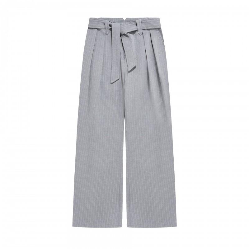 American Striped TR Blend Straight Leg Detachable Belt Pants Baggy Drapey Casual Trousers