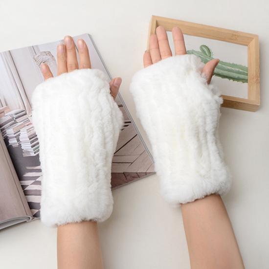 Neue Frauen 100% Echt Echte Gestrickte Rex Kaninchen Pelz Fäustlinge Winter Warme Dame Echtpelz Fingerlose Handschuhe Handgemachte Stricken Pelz handschuh