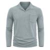 Vintage Washed Cotton Long Sleeve Polo Shirts Men Casual Solid Color Turn-Down Collar Tops Autumn Winter Streetwear Loose Pullover Polos