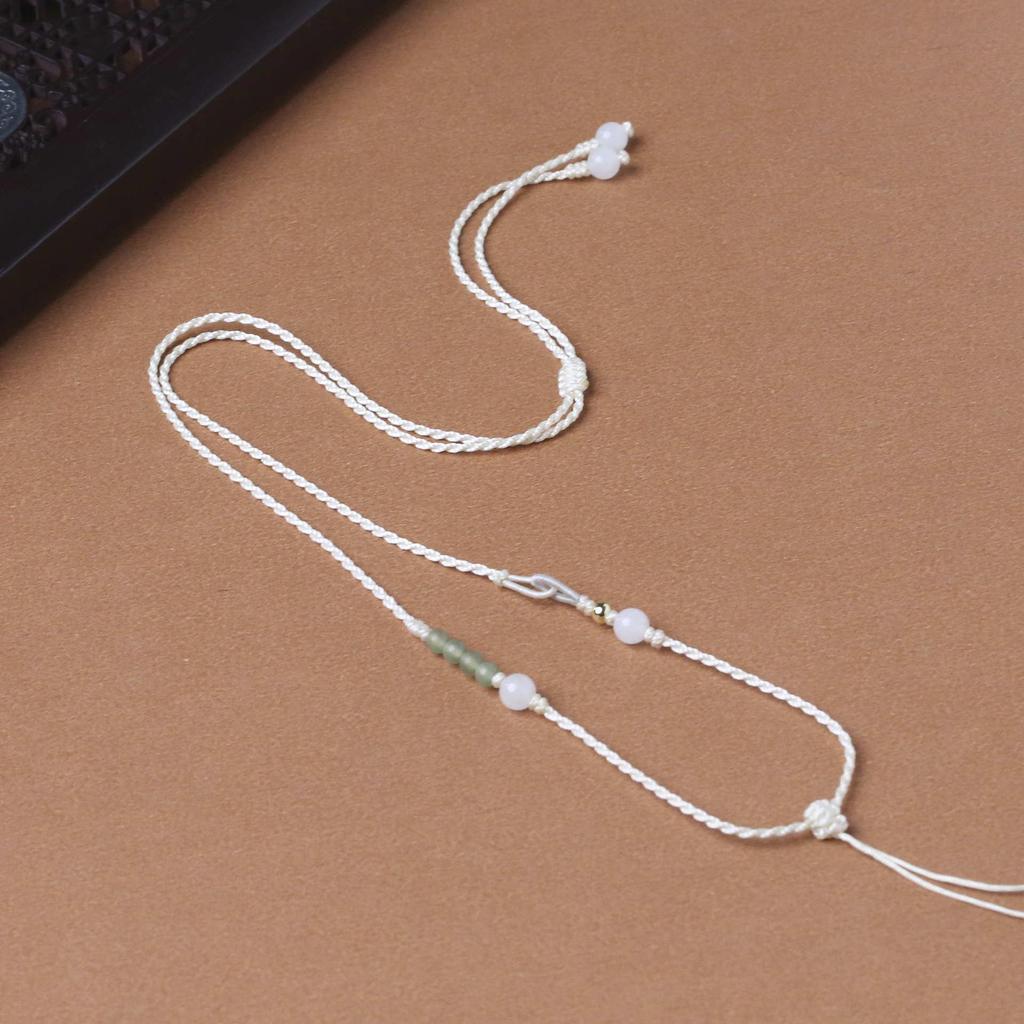 Hand-Woven Hetian Jade Abacus Bead Pendant Lanyard - Gold and Jadeite Pendant Rope for Men and Women