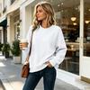 Women's Casual Color Neck Long Sleeve Loose Fit Pullover Sweatshirt Top