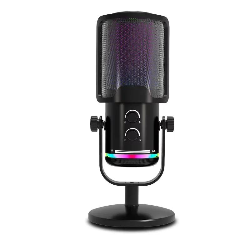 

Professional Condenser Microphone USB Dynamic Microphone With Mute Button Gaming Mic For Studio Singing Podcasts Live Broadcast чорний