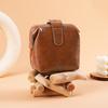 Vintage Style PU Leather Coin Purse Solid Color Large Capacity Cosmetic Pouch Portable Button Closure Headphones Pouch Gift