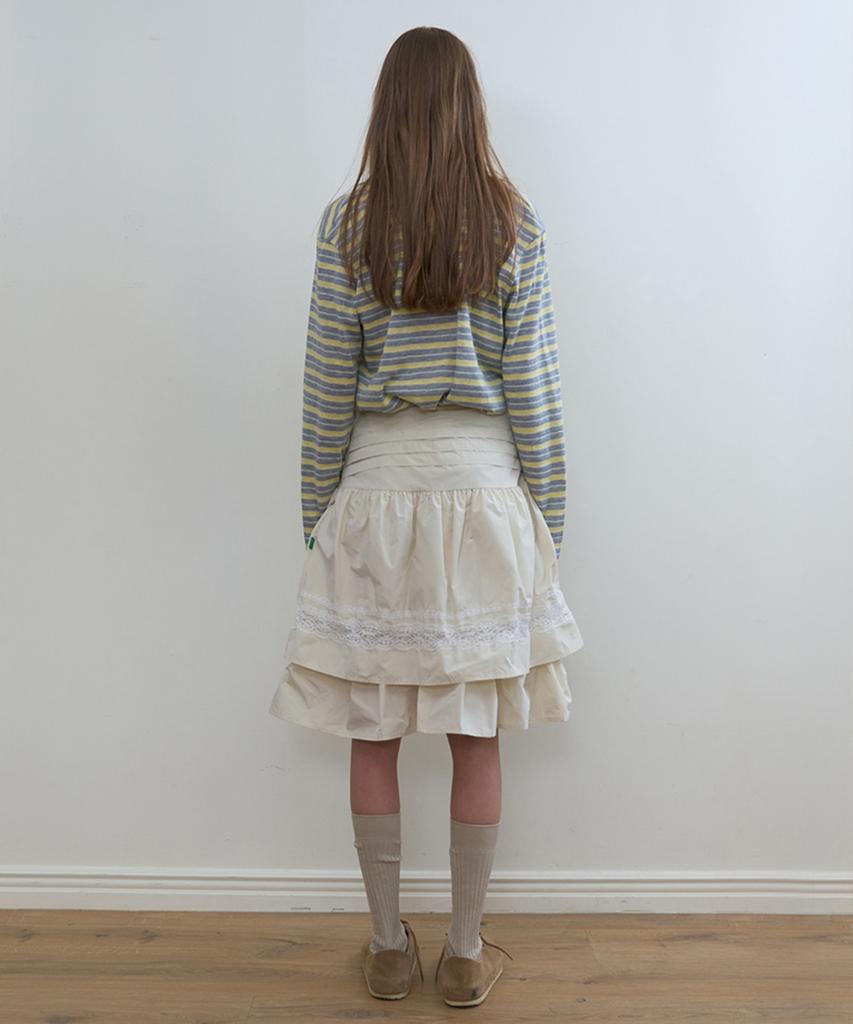 Nokeontencheu 337. Tiered Lace Skirt _ Cream