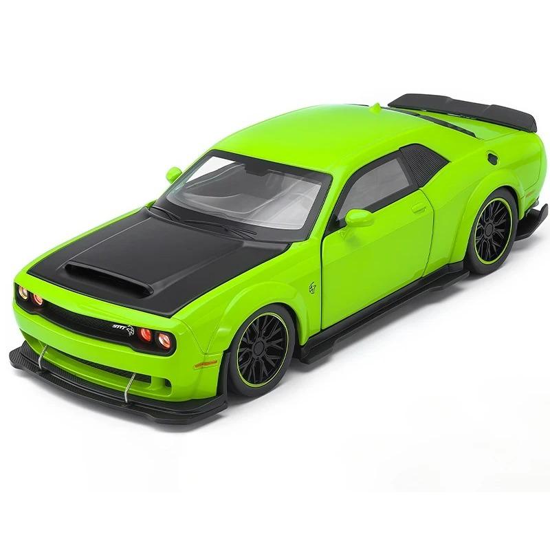 New 1/32 Challenger SRT Hellcat 2024 Alloy Car Model Sound and Light Pull Back Children's Toy Collectibles Birthday Gift