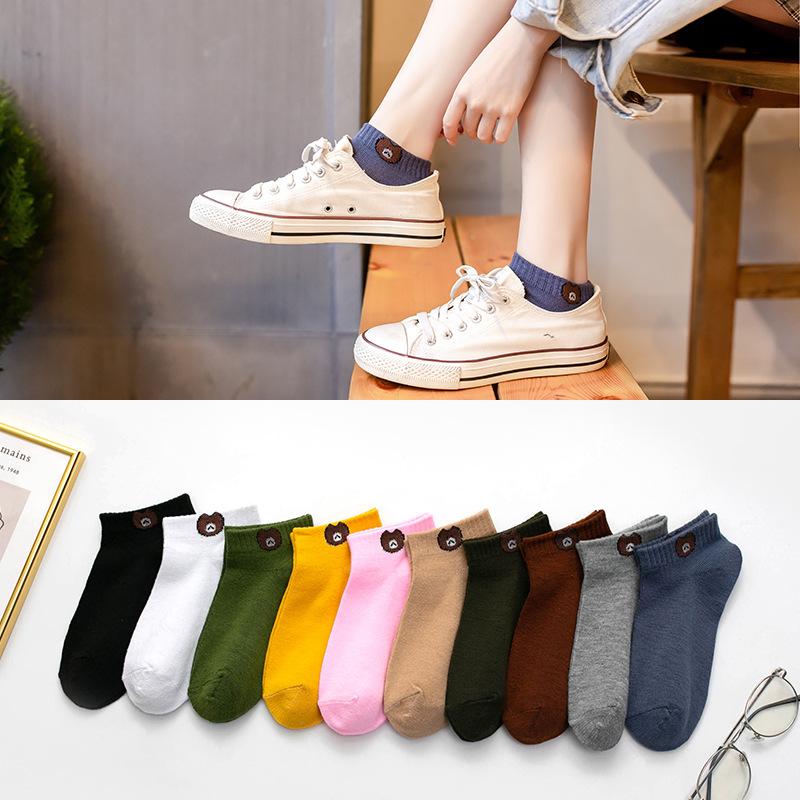 10 Pairs of Women's Four Seasons Disposable Cartoon Bear Socks