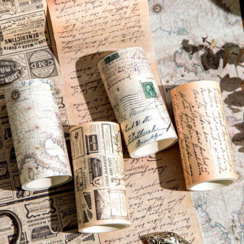 2/3 Rolls Retro Masking Tape, Vintage Map Washi Tape for Scrapbooking, Journaling, Gift Wrapping, Album Decoration YMY