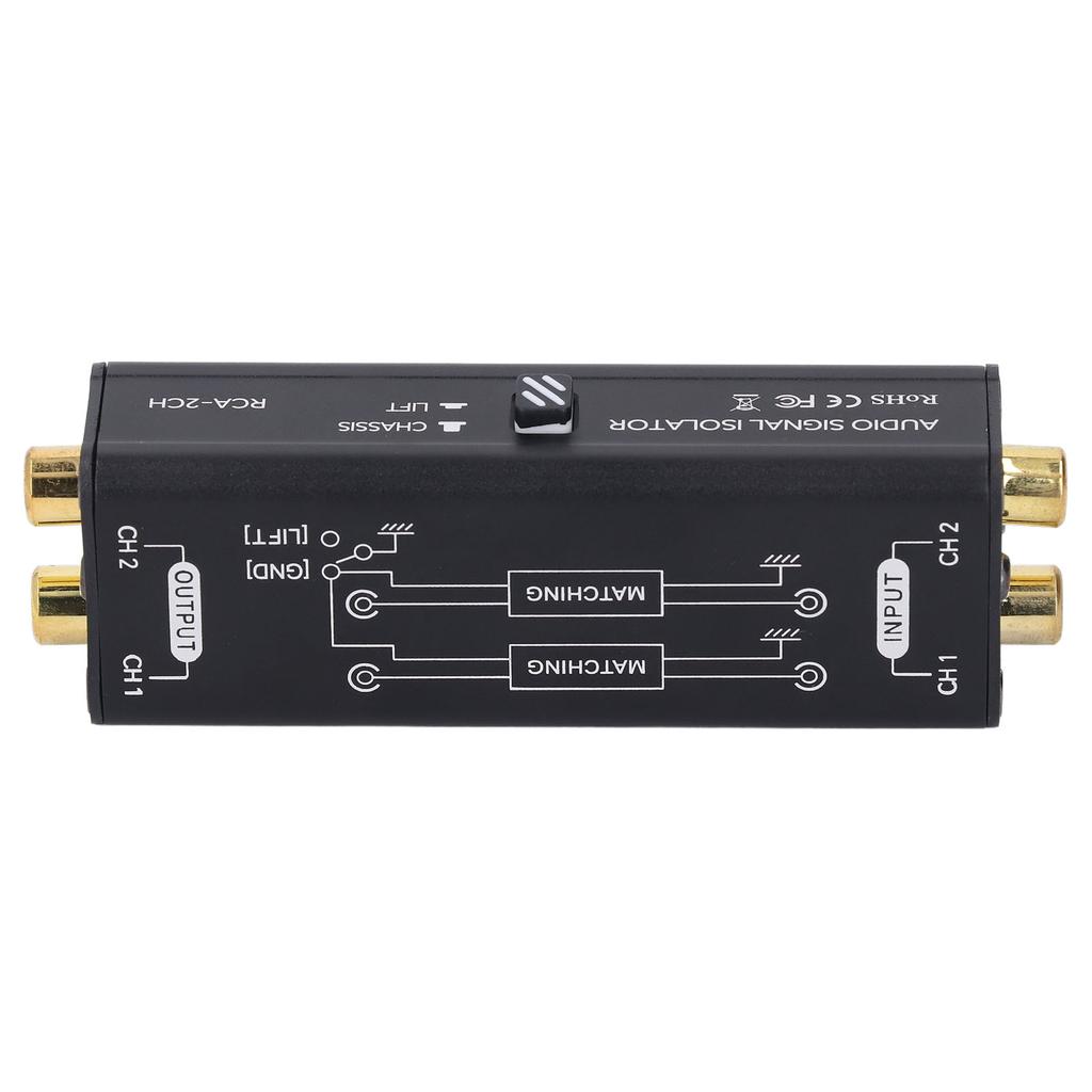 2 Channel Ground Loop Noise Isolator Sound Signal Filter Hum Eliminator 2CH for Conference Microphone Mixer Player