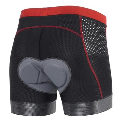 Padded Bike Shorts for Men High Elasticity Quick Drying Breathable Silicon Pad Riding Shorts Black with Red Line Asia
