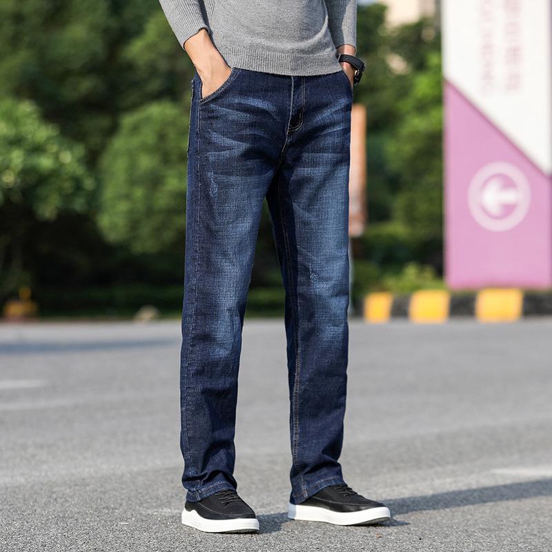 Jeans Men's Straight Leg Loose Youth Business Men's Trousers Autumn And Winter Elastic Pants Casual Straight Leg Jeans