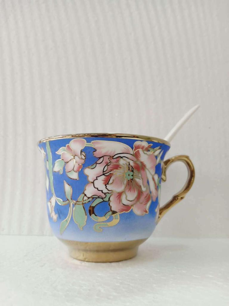 Gold-Plated Edge European Creative Household Tea Set Ceramic English Coffee Cup Saucer Set