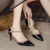 Pointed Rhinestone Buckle Stiletto Summer 2025 New Sandals Women's High Heels Women's Shoes European and American Large Size Women's Shoes Women