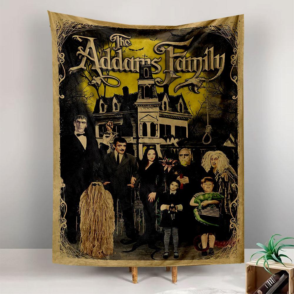 The Addams Family Tapestry Wall Hanging, Spooky Family Movie Poster Art, Retro Wall Decor for Bedroom Living Room Dorm