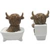 Creative Resin Animal Figurine Toilet Seat Cow Statue Sculpture Decorative Accent For Bathroom Counter top Display