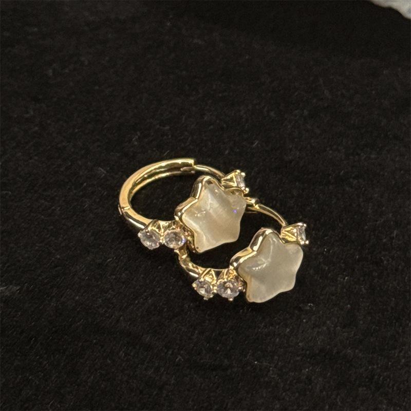 Resin star round ear buckle fashion design versatile temperament earrings personality trend earrings women's high sense