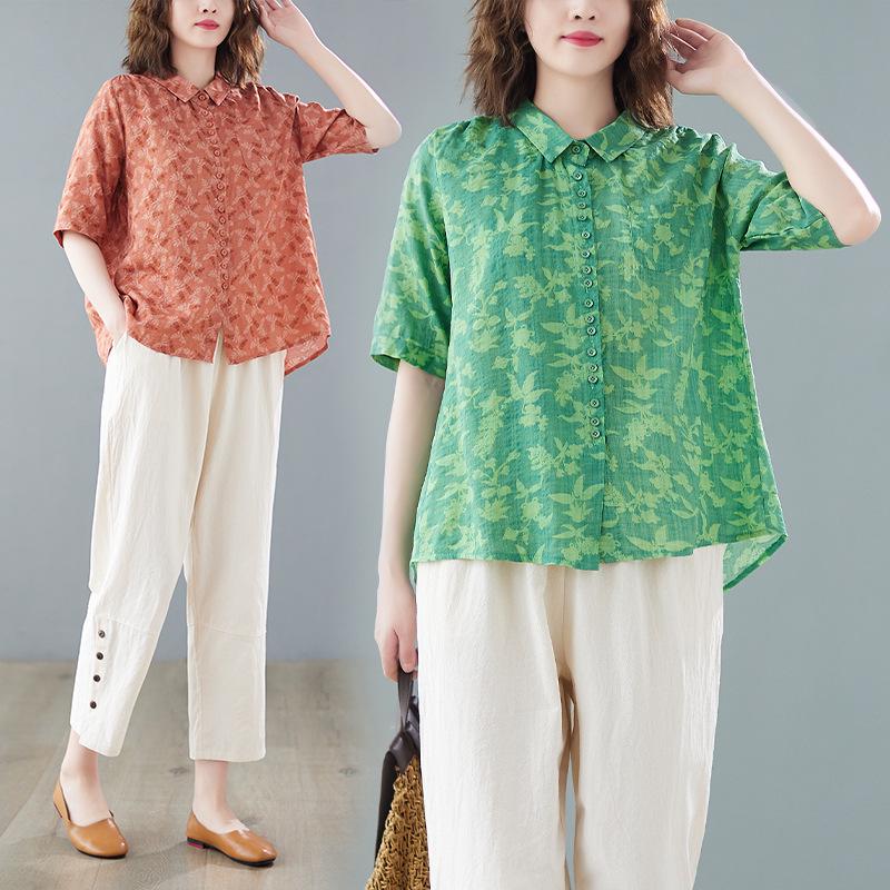 

2025 Summer Casual Loose Top & Harem Pants Set M