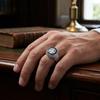 Men's Retro Hip Hop Moissanite Ring - S925 Sterling Silver, 3 Carat Trendy Fashion Jewelry