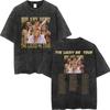Hilary Duff The Lucky Me Tour Vintage Washed T-Shirt Mode Rock Kurzarm T-Shirt Herren Damen Lässige Oversized T-Shirts