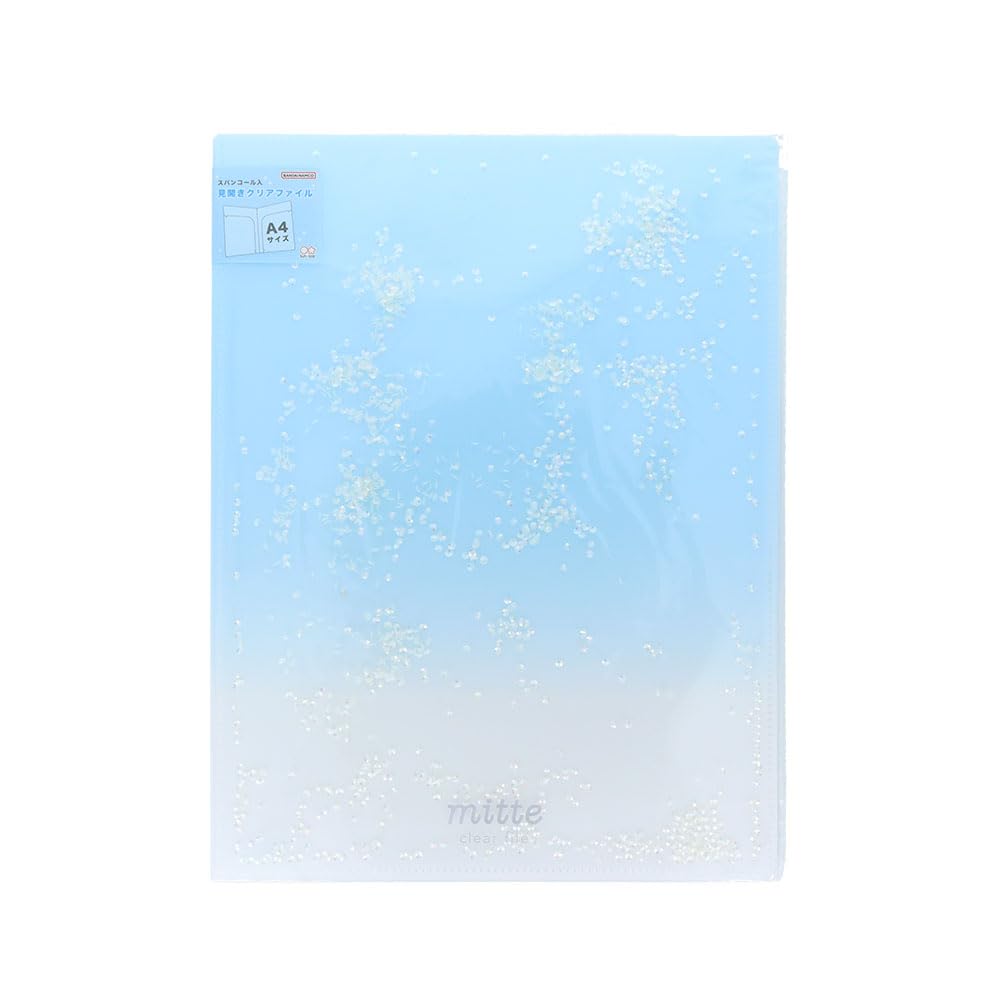 Sun-Star Stationery Clear File, A4 Size, with Sequins, Double-Page Opening Clear File, Blue Soda, S2174561