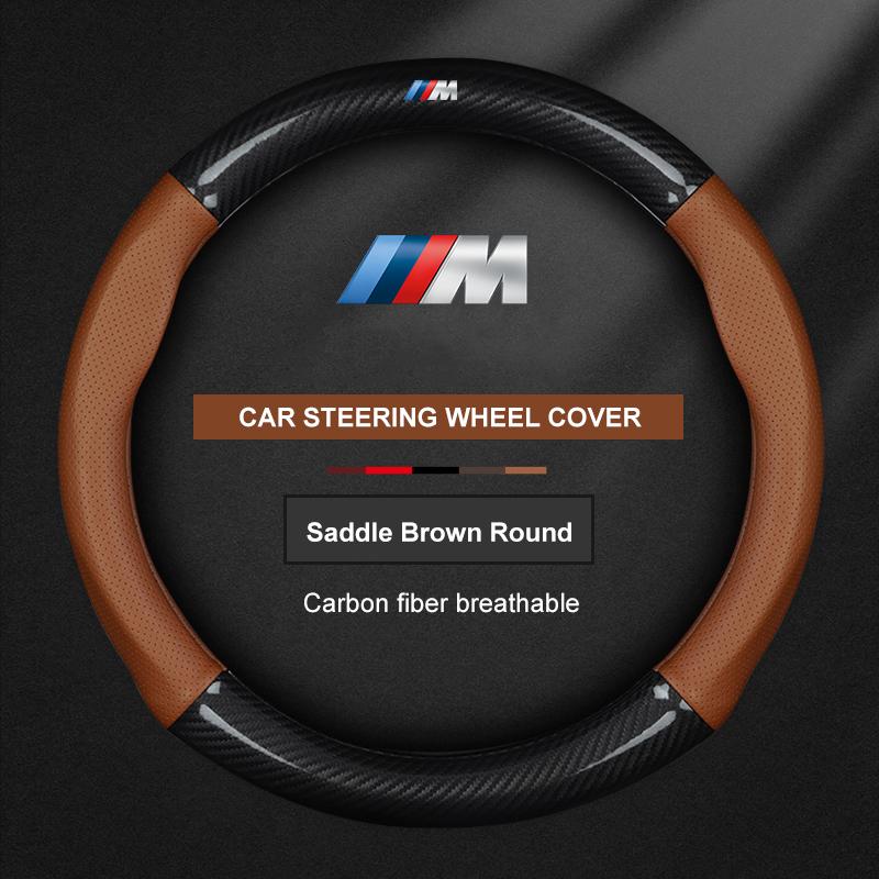 Universal Car Steering Wheel Cover Ventilate Carbon Fiber Leather Three-dimensional Anti Slip For BMW E39 E46 F10 F15 F20 X2 X4