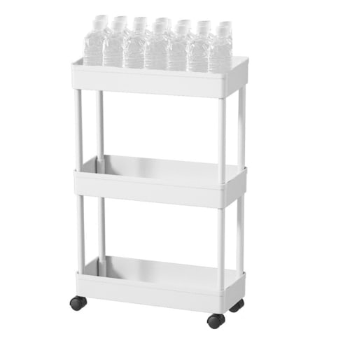 SVOHZAV Kitchen Cart with Casters for Gap Storage, 13cm, 18cm, and 22cm, 3- or 4-Tier, Slim Storage Cart for Refrigerators, Bathrooms, and More (13.5c
