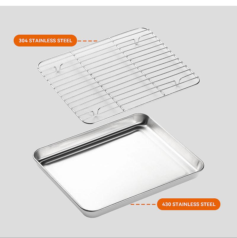 Stainless Steel Flat Tray & Mesh Pan for Roasting, Frying, BBQ & Oil Draining