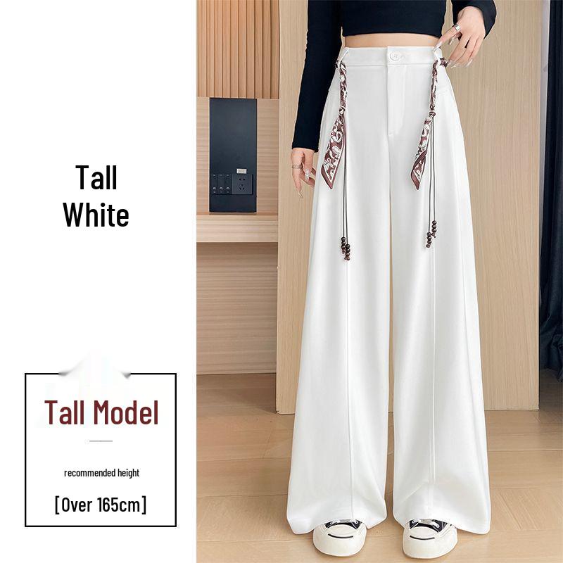 

Spring/Summer 2026 Faux Denim Wide-Leg Pants - Old Money Style, Floor-Length, Casual Suit Style, Denim Blue S [80-95 kg]