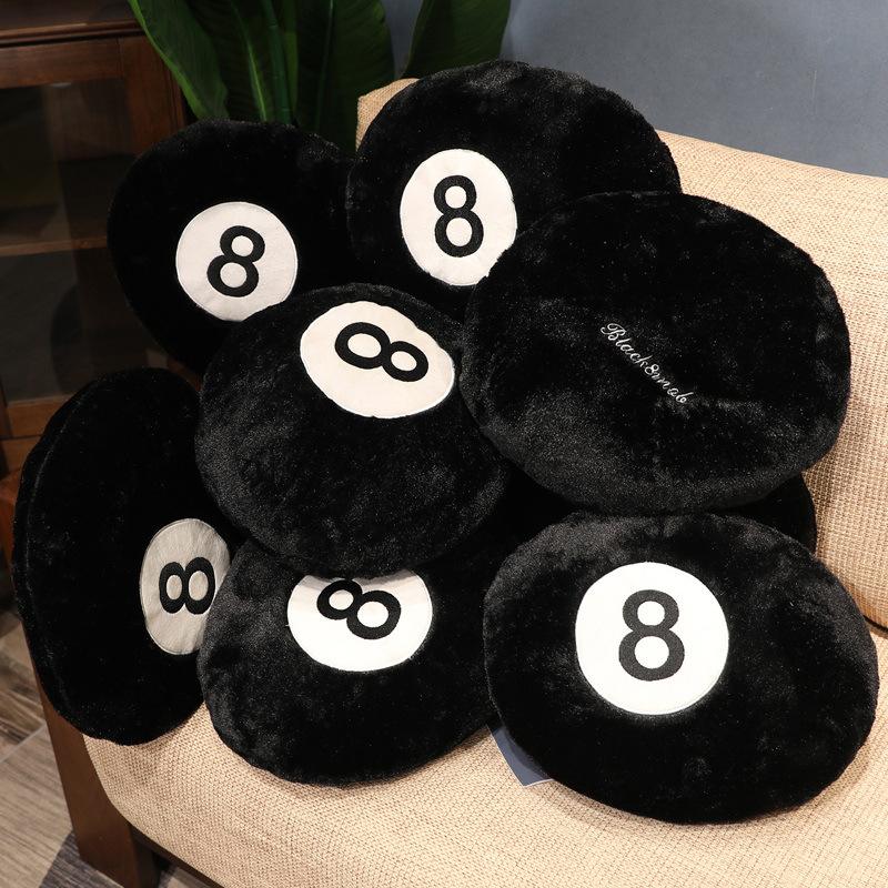 Creative Black 8 Billiard Throw Pillow Plush Toy Sofa Pillow Cushion Living Room Ornament Decoration