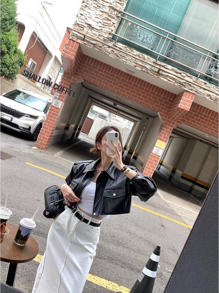 2026 Korean Chic High-Waisted Back Slit Denim Midi Skirt