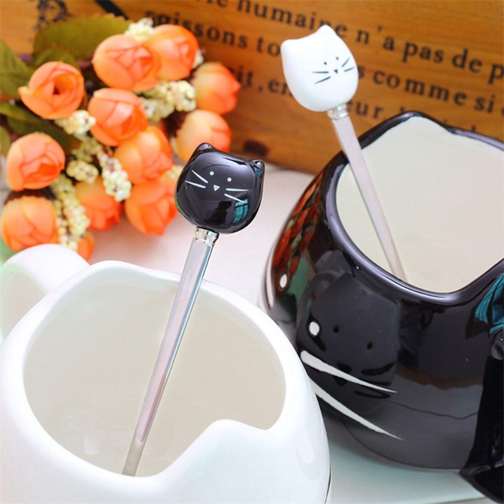 Cake Stainless Steel Cute Animals Cartoon Coffee Stirrer Cat Dessert Spoon Stirring Tool Tea Spoons