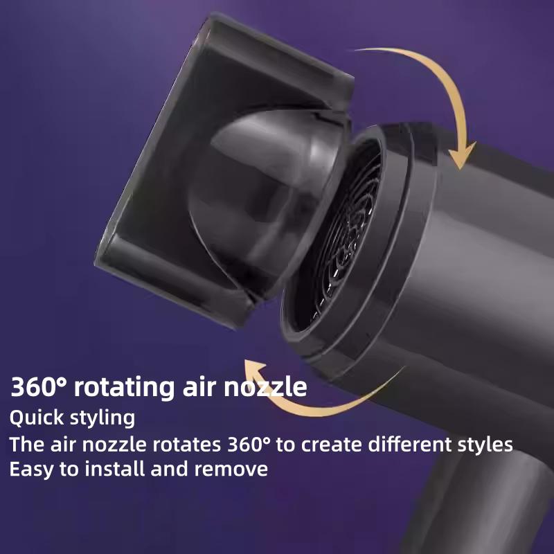 Negative Ion Hair Dryer with Wind Collector Nozzle, Adjustable Hot Cold Wind Lightweight Blow Dryer for Household Hair Drying