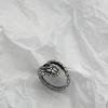 S925 Silver Vintage Green Gemstone Snake Ring - Trendy Hip Hop Index Finger Design
