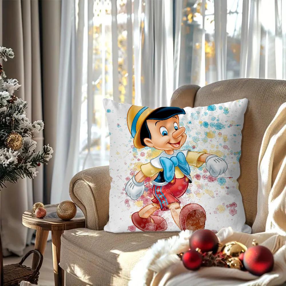 

Classic Fairy Tale P-Pinocchio Animation Pillow Case Square Pillow Bedroom Sofa Leisure ComfortLiving Room Home Decoration 40X40 24x24Inch