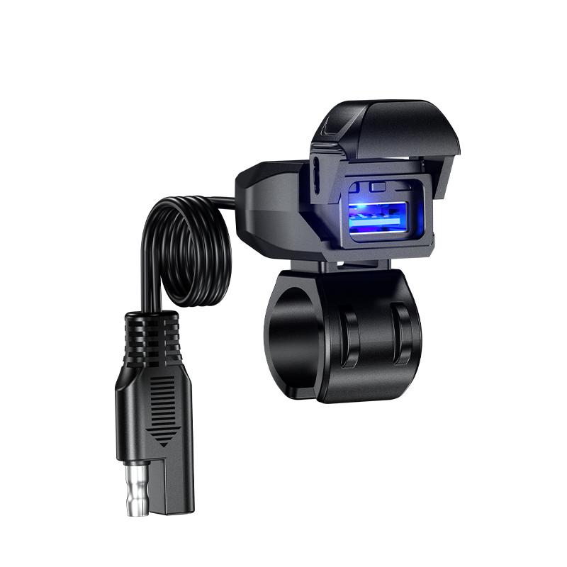 

USB зарядное устройство для мотоцикла SAE-USB адаптер водонепроницаемый автоматический переключатель ВКЛ/ВЫКЛ DC 9V-24V USB C зарядное устройство для мотоцикла USB чёрный