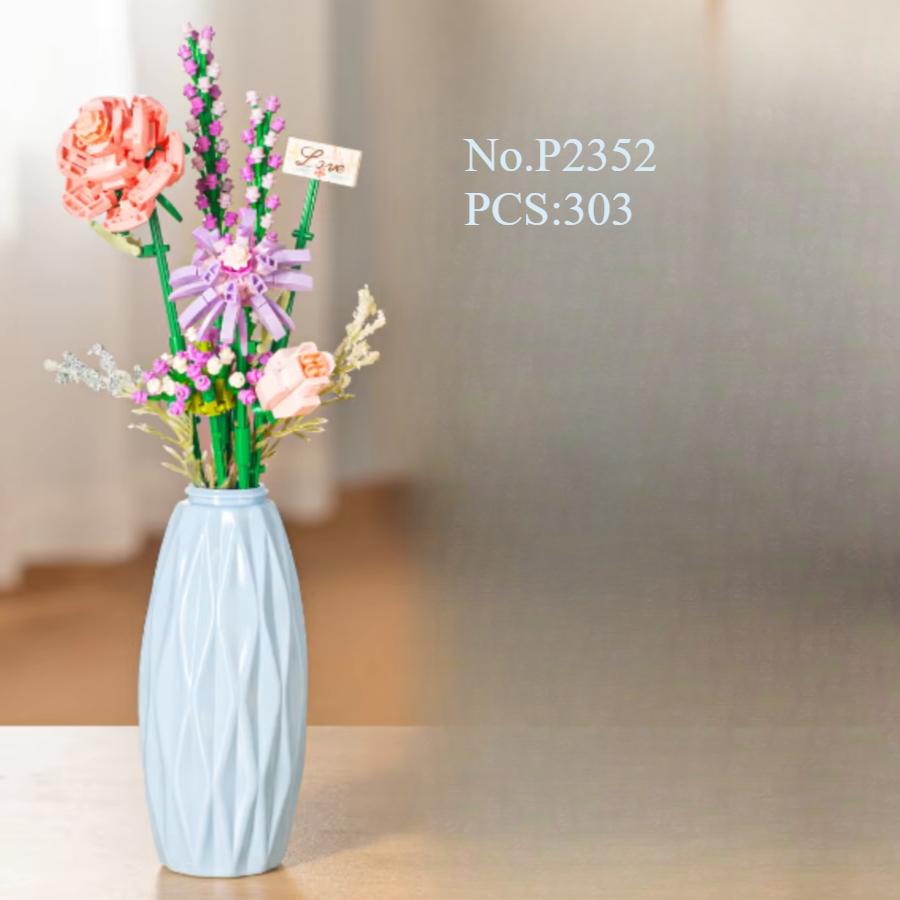 Vase Bouquet Construction Blocks Flower Holiday Decoration Kids Girls Matching Present Toy Good Gift For Kidss